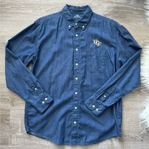 💛🖤 UCF University of Central Florida Long Sleeve Denim Button Down